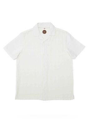 Men’s Common People UK Mapper Off White Waffle Texture Button Down Shirt